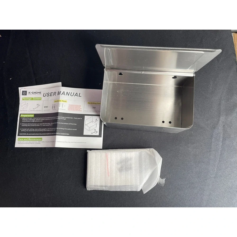 K-Gnome Stainless Steel Wet Wipe Dispenser and‎ Toilet Paper Holder Wall Mount